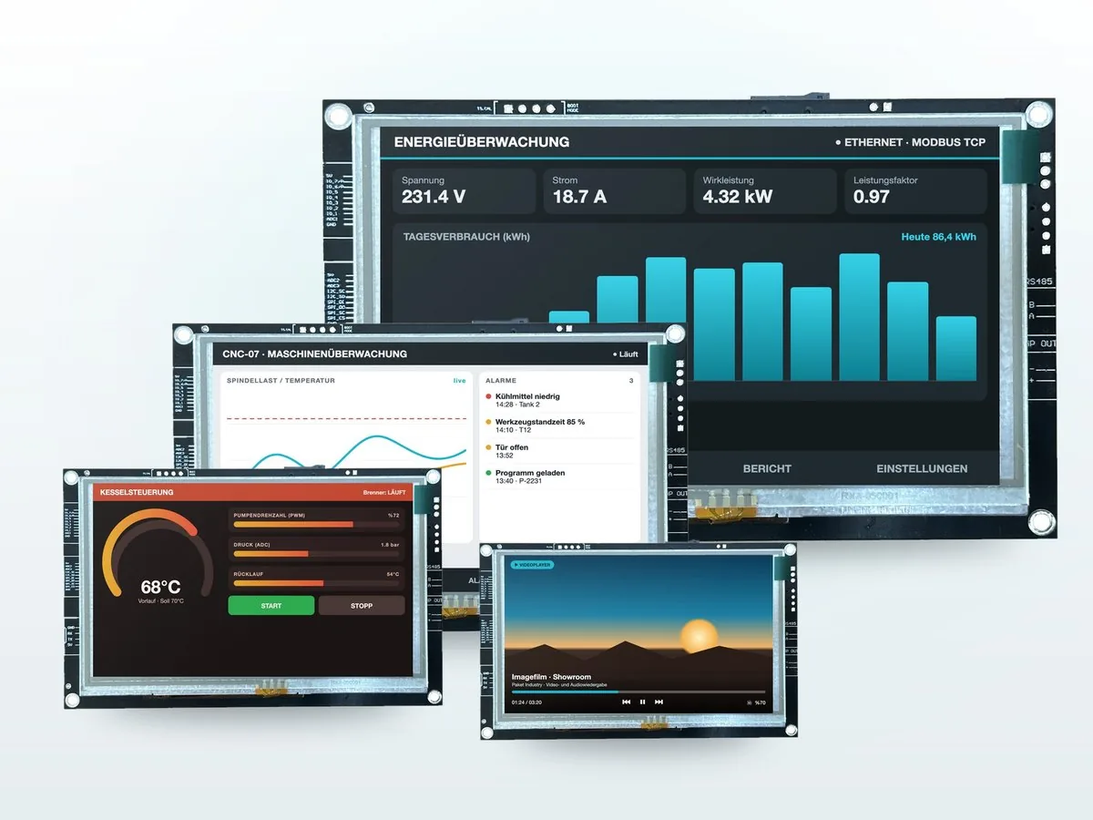 AirHMI Touch-HMI-Displays: 4,3, 5, 7 und 10,1 Zoll