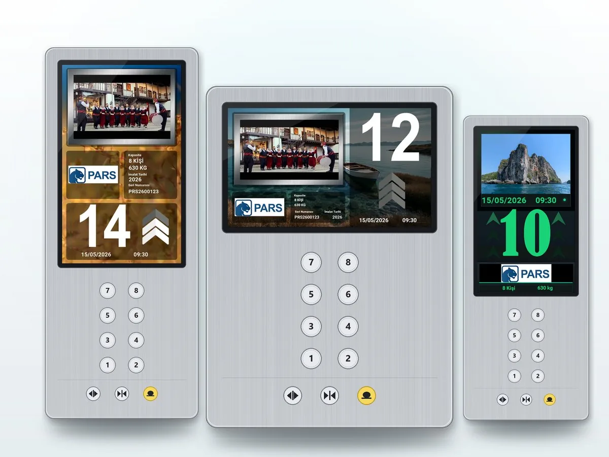 PARSMEDIA 10, 7 ve 5 asansör kabin ekranları